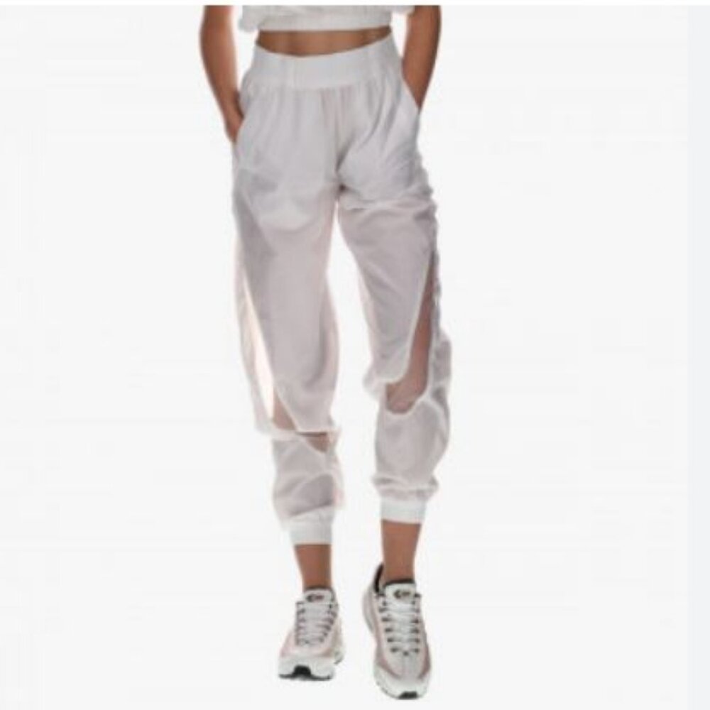 Nike Air Max Windbreaker Track Jogger Pants with Mesh Swoosh, White, Size Small - Picture 12 of 13